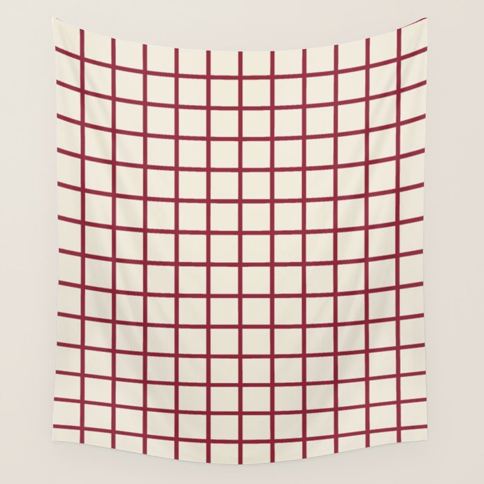 Red On Cream Grid Wall Tapestry Gallery Image 4