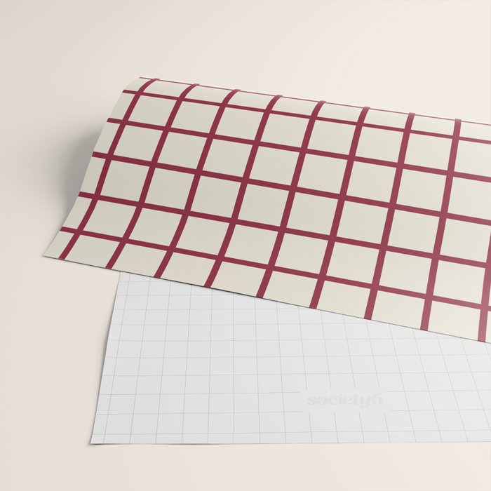 Red On Cream Grid Wrapping Paper Gallery Image 2