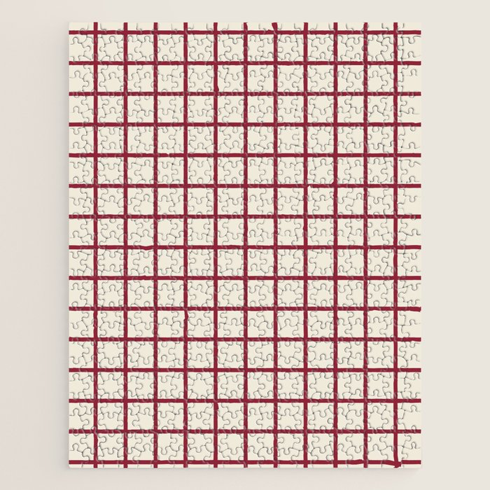 Red On Cream Grid Jigsaw Puzzle Gallery Image 1