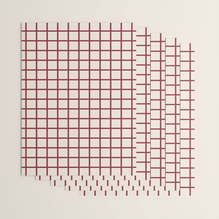 Red On Cream Grid Wrapping Paper Gallery Image 3