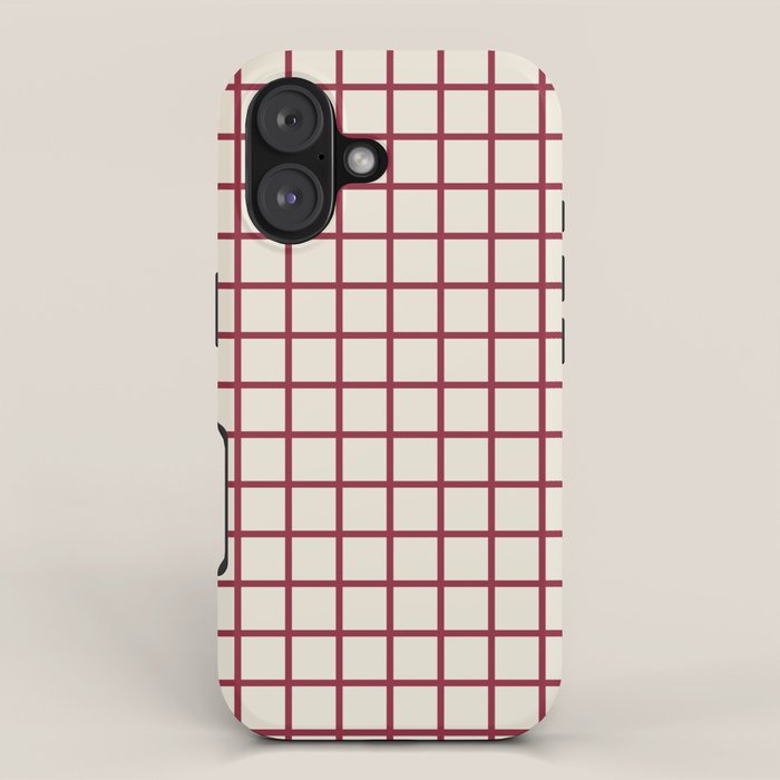 Red On Cream Grid iPhone Case Gallery Image 1