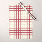 Red On Cream Grid Wrapping Paper Gallery Image 1