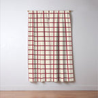 Red On Cream Grid Window Curtain Gallery Image 3