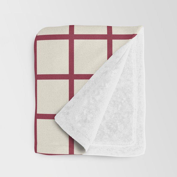 Red On Cream Grid Throw Blanket Gallery Image 3