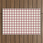 Red On Cream Grid Outdoor Rug Gallery Image 1