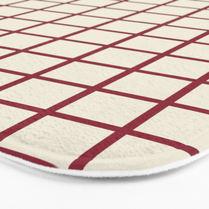 Red On Cream Grid Bath Mat Gallery Image 3