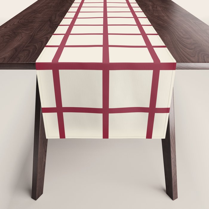 Red On Cream Grid Table Runner Gallery Image 1