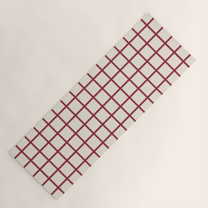 Red On Cream Grid Yoga Mat Gallery Image 1