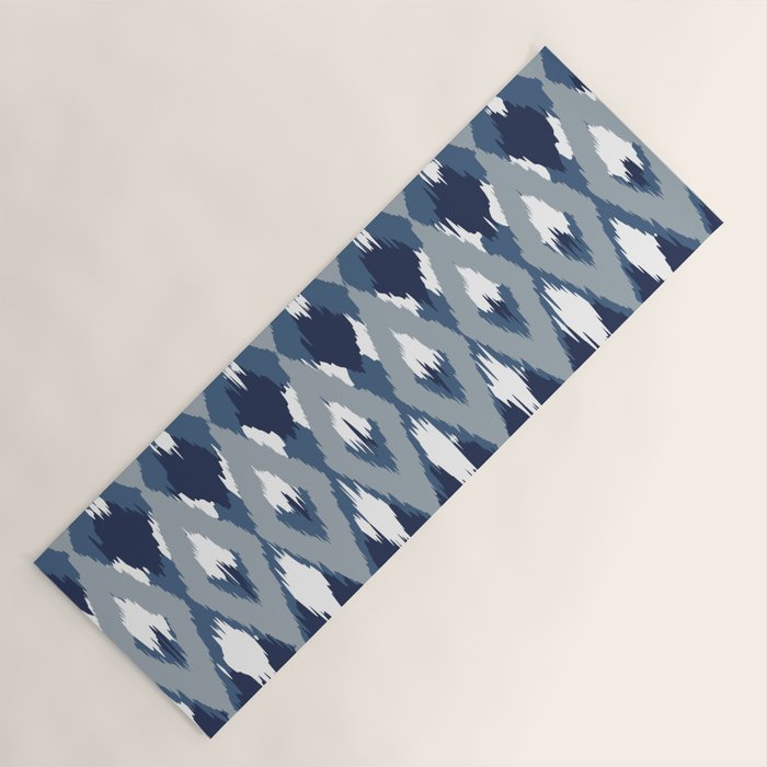 Festive, Boho Art, Geometric, Ikat Pattern, Blue Yoga Mat Gallery Image 1