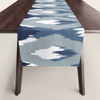 Festive, Boho Art, Geometric, Ikat Pattern, Blue Table Runner Gallery Image 1