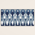Festive, Boho Art, Geometric, Ikat Pattern, Blue Desk Mat Gallery Image 3