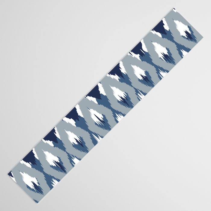Festive, Boho Art, Geometric, Ikat Pattern, Blue Table Runner Gallery Image 3