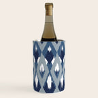 Festive, Boho Art, Geometric, Ikat Pattern, Blue Wine Chiller Gallery Image 1