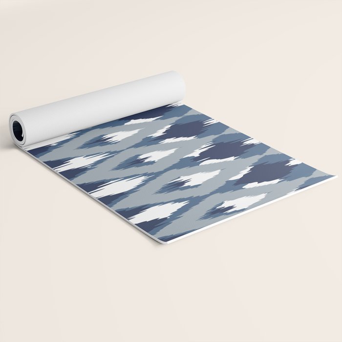Festive, Boho Art, Geometric, Ikat Pattern, Blue Yoga Mat Gallery Image 2
