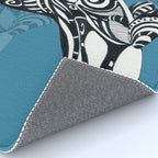 Orca Whale Tribal Ink Blue Black Indigo Art Rug Gallery Image 4