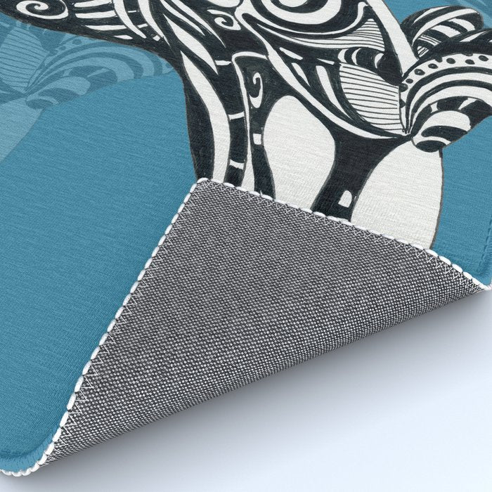 Orca Whale Tribal Ink Blue Black Indigo Art Rug Gallery Image 4