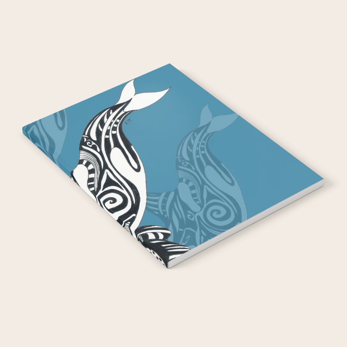 Orca Whale Tribal Ink Blue Black Indigo Art Notebook Gallery Image 2