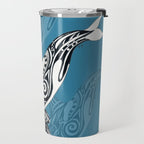 Orca Whale Tribal Ink Blue Black Indigo Art Travel Mug Gallery Image 2