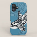 Orca Whale Tribal Ink Blue Black Indigo Art iPhone Case Gallery Image 1