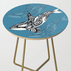 Orca Whale Tribal Ink Blue Black Indigo Art Side Table Gallery Image 2