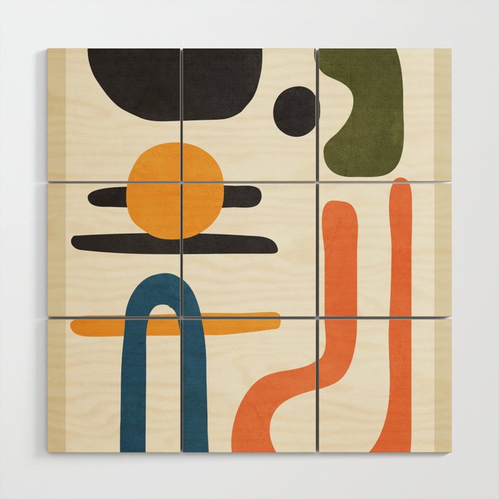 Abstract Colorful Setting 6 Wood Wall Art Gallery Image 1