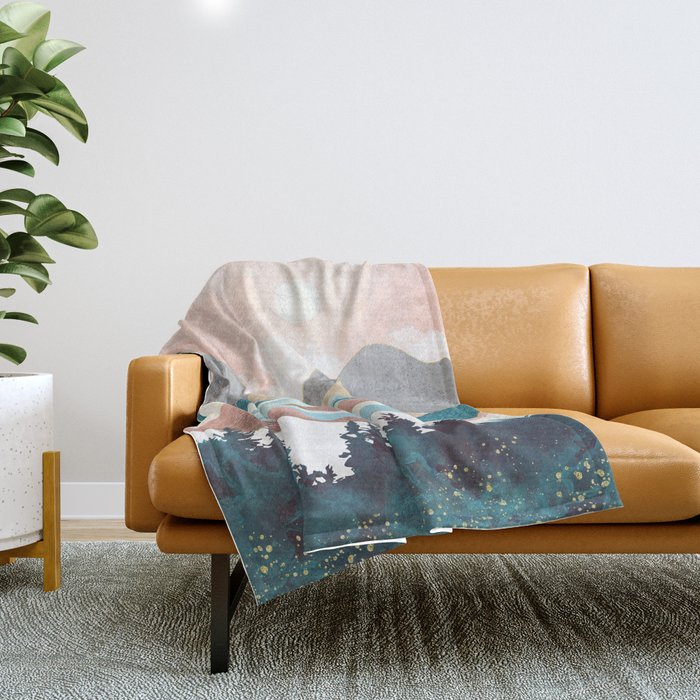 Lake Sunrise Throw Blanket Gallery Image 1