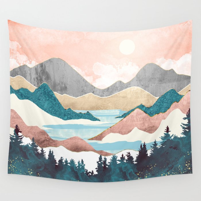 Lake Sunrise Wall Tapestry Gallery Image 1