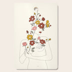 Colorful Thoughts Minimal Line Art Woman with Wild Roses Cutting Board Gallery Image 1