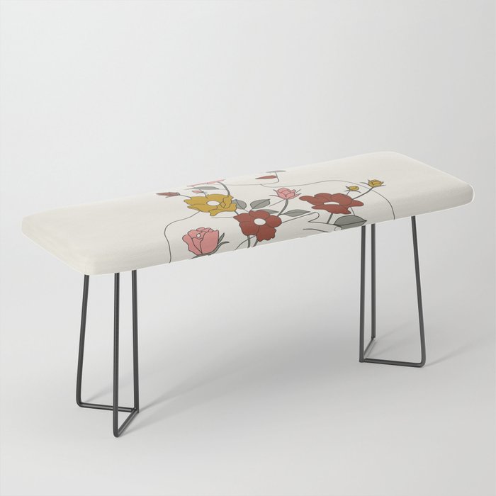 Colorful Thoughts Minimal Line Art Woman with Wild Roses Bench Gallery Image 1