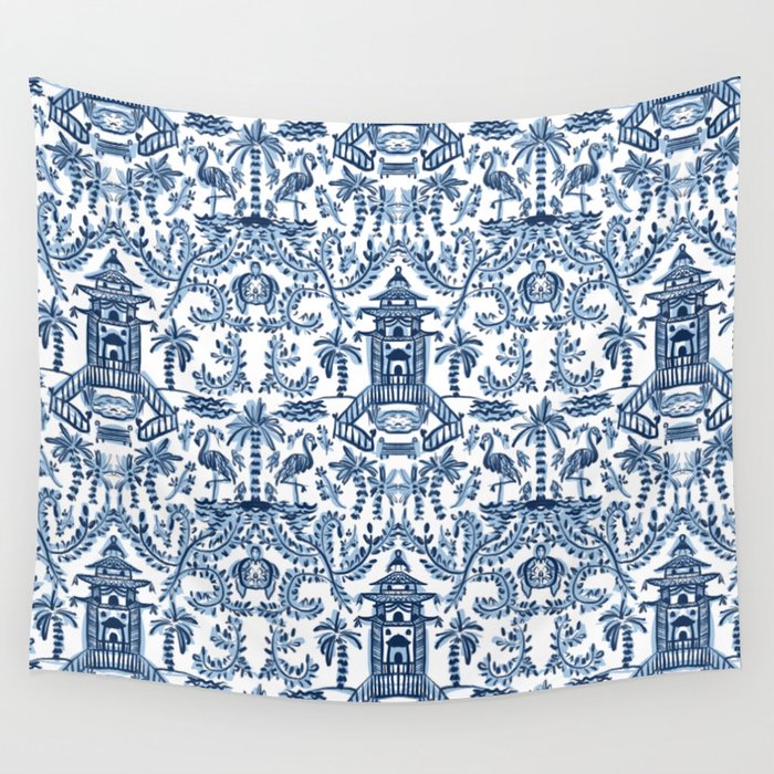 Coastal Chinoiserie II Wall Tapestry Gallery Image 1