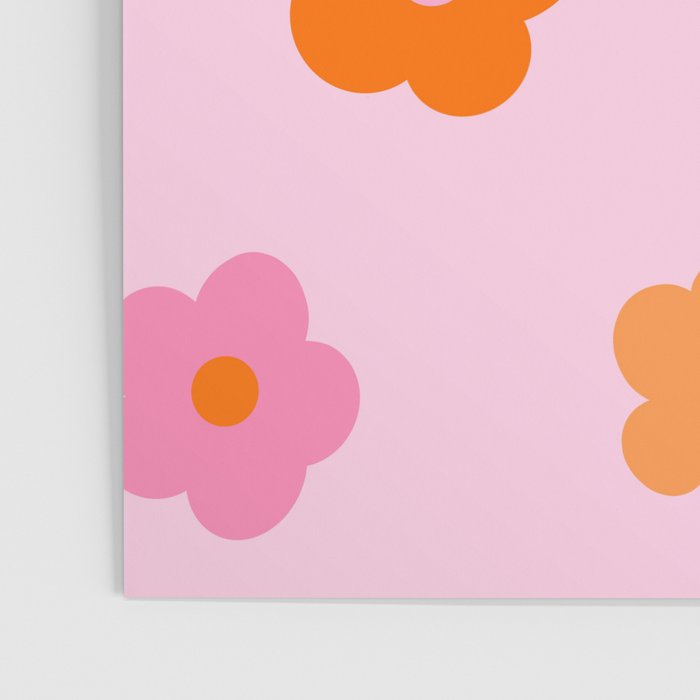 Pink and Orange Groovy Flowers Pattern Poster Gallery Image 3