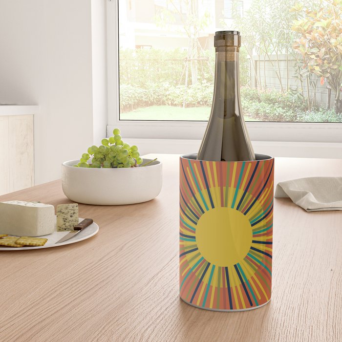 Sun - Mid Century Modern Multicolor Sunburst on Orange Wine Chiller Gallery Image 4