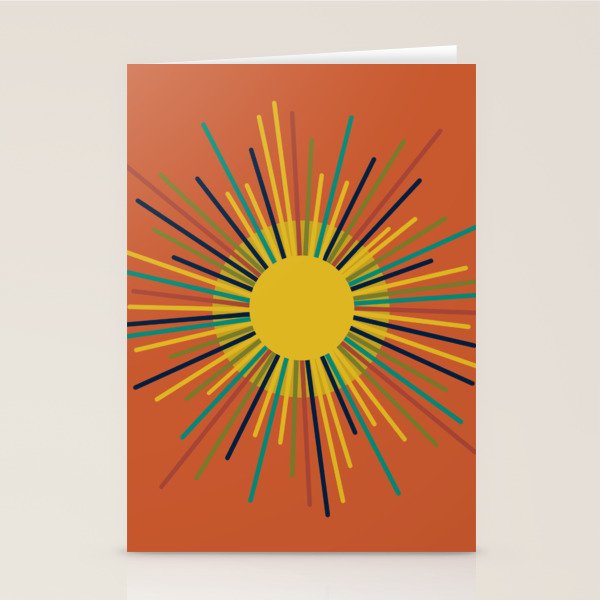 Sun - Mid Century Modern Multicolor Sunburst on Orange Stationery Card Gallery Image 2