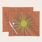 Sun - Mid Century Modern Multicolor Sunburst on Orange Placemat Gallery Image 1