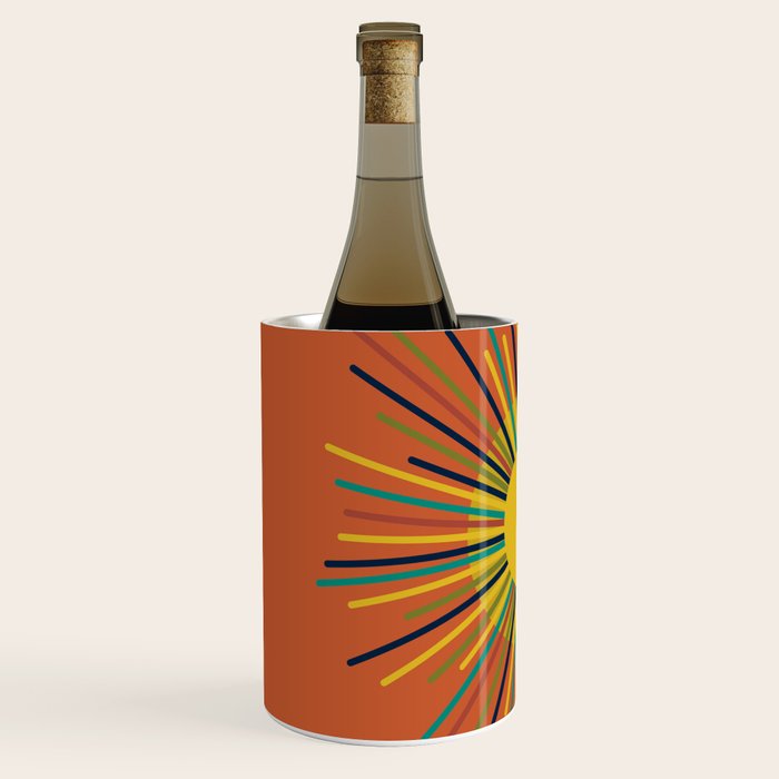 Sun - Mid Century Modern Multicolor Sunburst on Orange Wine Chiller Gallery Image 2