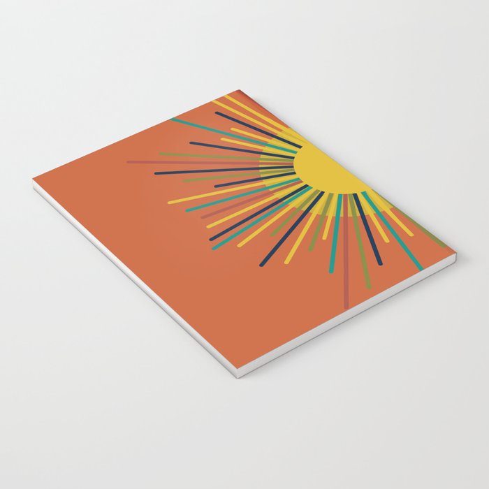 Sun - Mid Century Modern Multicolor Sunburst on Orange Notebook Gallery Image 3