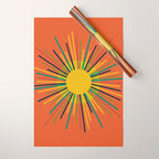 Sun - Mid Century Modern Multicolor Sunburst on Orange Wrapping Paper Gallery Image 1