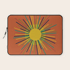 Sun - Mid Century Modern Multicolor Sunburst on Orange Laptop Sleeve Gallery Image 1