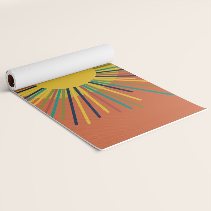 Sun - Mid Century Modern Multicolor Sunburst on Orange Yoga Mat Gallery Image 2