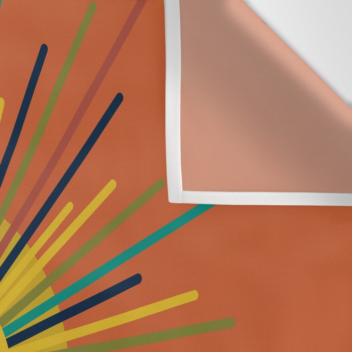 Sun - Mid Century Modern Multicolor Sunburst on Orange Wall Tapestry Gallery Image 3