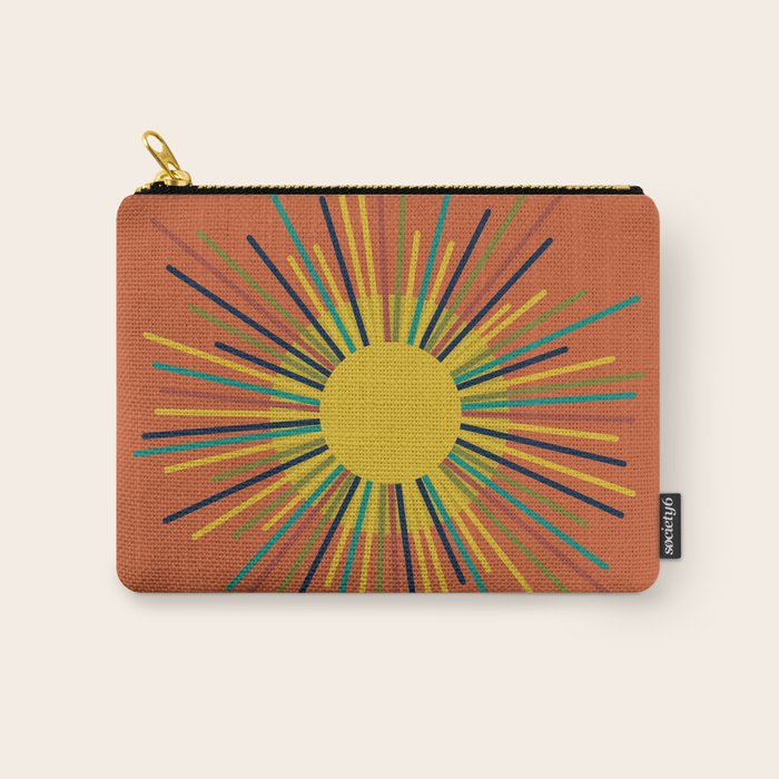 Sun - Mid Century Modern Multicolor Sunburst on Orange Carry All Pouch Gallery Image 1
