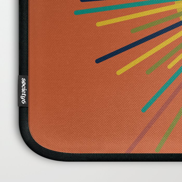 Sun - Mid Century Modern Multicolor Sunburst on Orange Laptop Sleeve Gallery Image 3