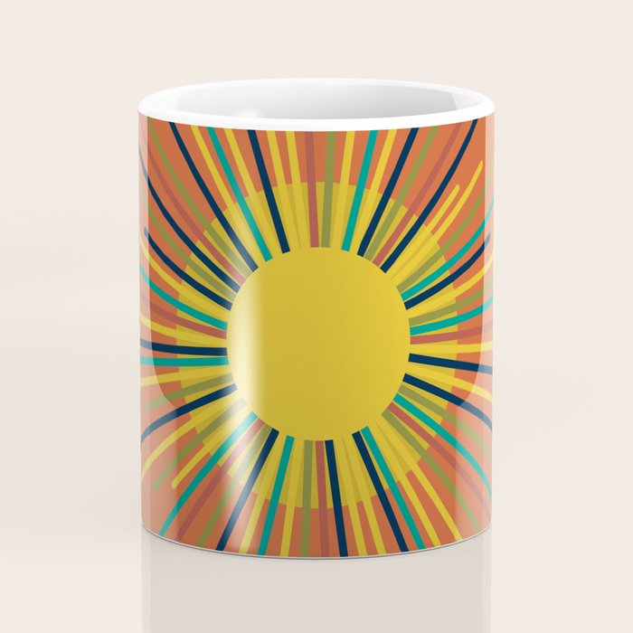 Sun - Mid Century Modern Multicolor Sunburst on Orange Coffee Mug Gallery Image 4