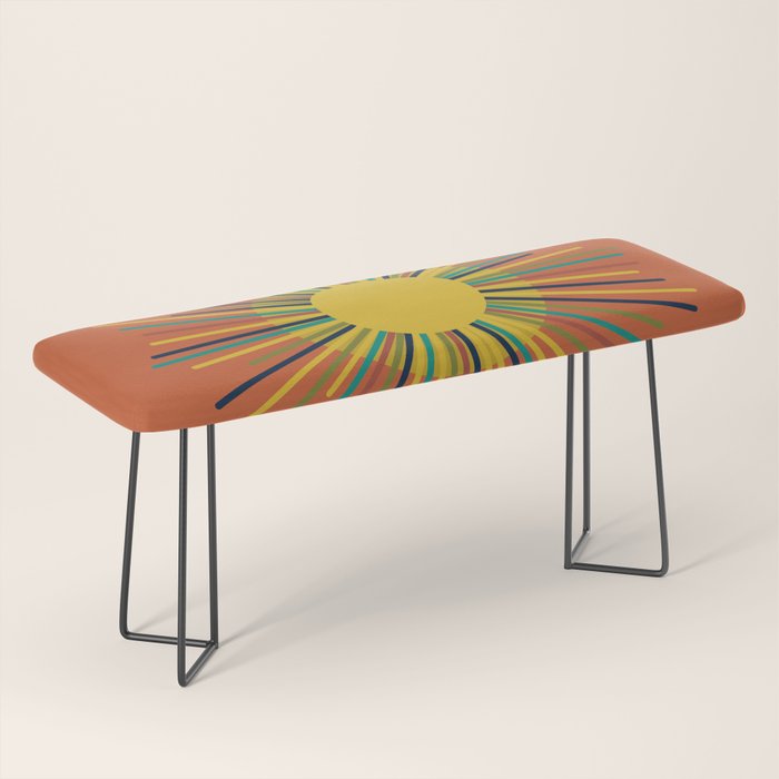 Sun - Mid Century Modern Multicolor Sunburst on Orange Bench Gallery Image 1