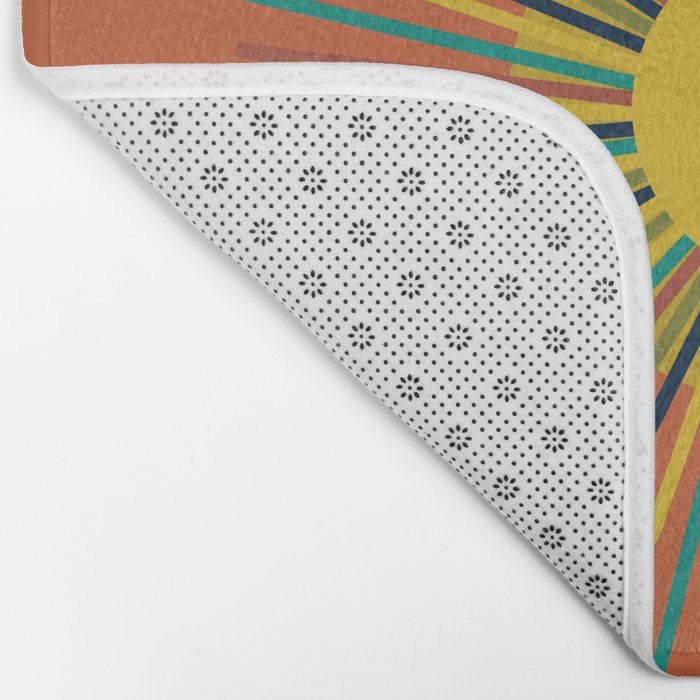 Sun - Mid Century Modern Multicolor Sunburst on Orange Bath Mat Gallery Image 2
