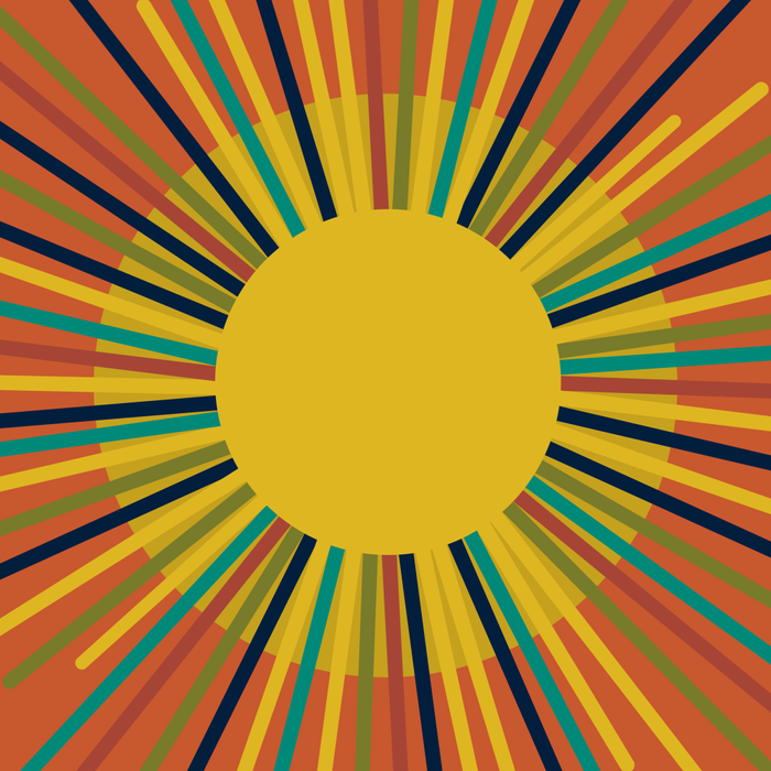 Sun - Mid Century Modern Multicolor Sunburst on Orange Coffee Mug Gallery Image 2
