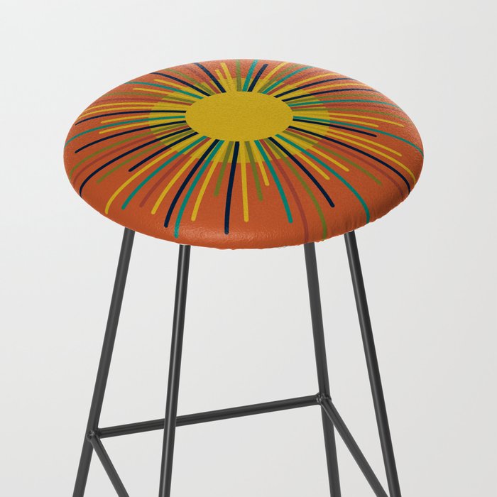 Sun - Mid Century Modern Multicolor Sunburst on Orange Stool Gallery Image 2