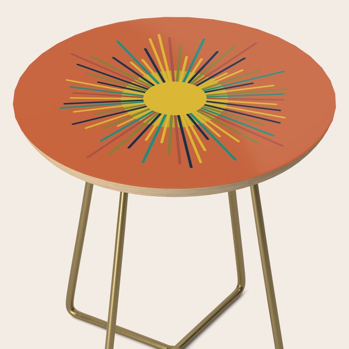 Sun - Mid Century Modern Multicolor Sunburst on Orange Side Table Gallery Image 2