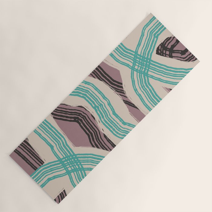 Muted pink and green stripe pattern Yoga Mat Gallery Image 1