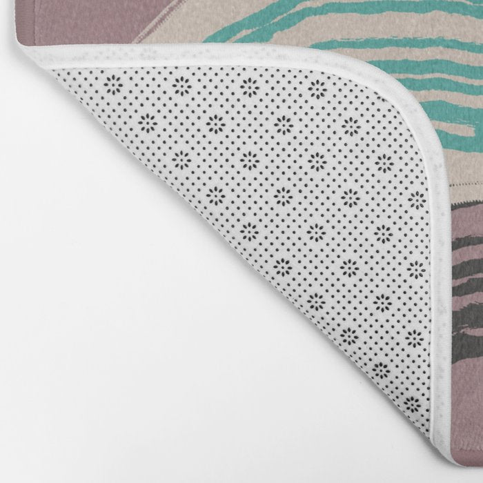 Muted pink and green stripe pattern Bath Mat Gallery Image 2